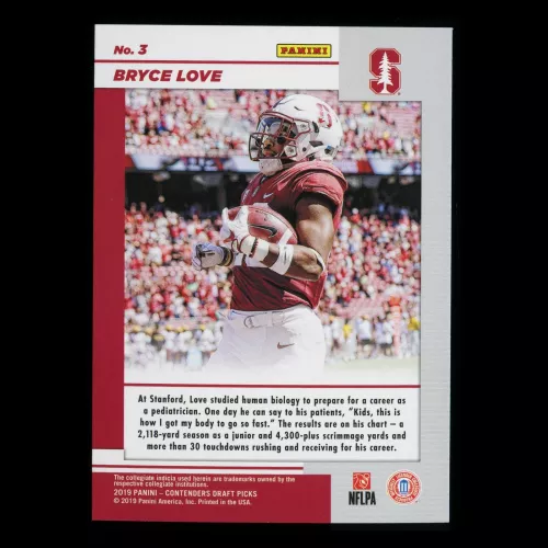 Bryce Love 2019 Contender Draft Picks Game Day Ticket Cardinal