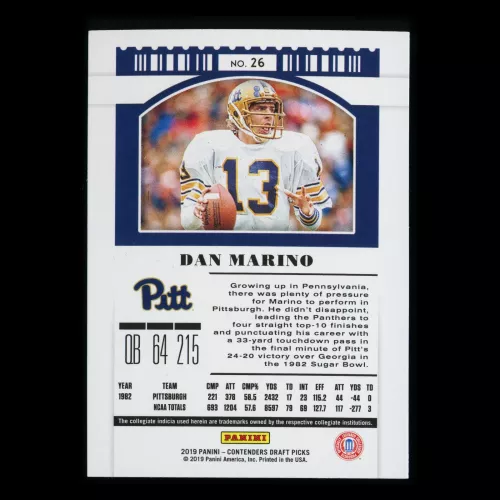 Dan Marino 2019 Contender Draft Picks Season Ticket Panthers