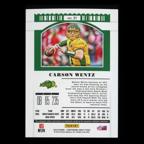Carson Wentz 2019 Contender Draft Picks Season Ticket Bison