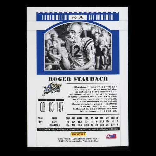 Roger Stauback 2019 Contender Draft Picks Season Ticket Midshipmen