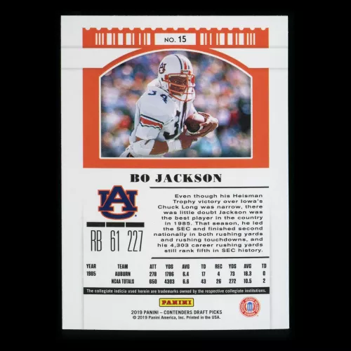 Bo Jackson 2019 Contender Draft Picks Season Ticket Tigers