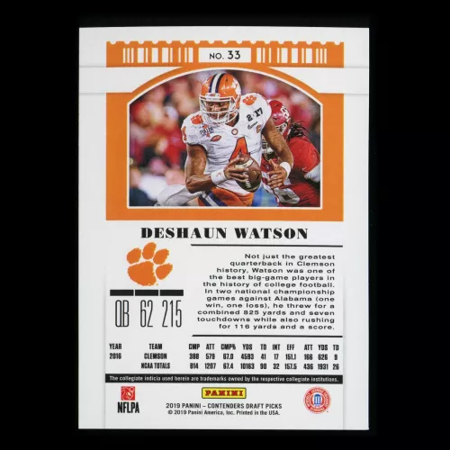 Deshaun Watson 2019 Contender Draft Picks Season Ticket Tigers