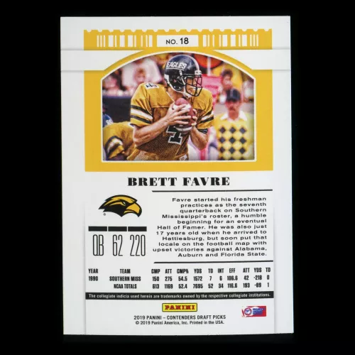 Brett Favre 2019 Contender Draft Picks Season Ticket Golden Eagles