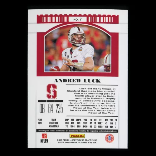 Andrew Luck 2019 Contender Draft Picks Season Ticket Cardinal