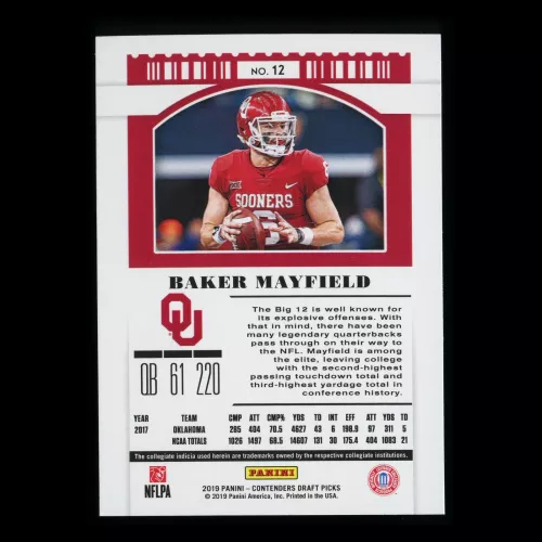 Baker Mayfield 2019 Contender Draft Picks Season Ticket Sooners