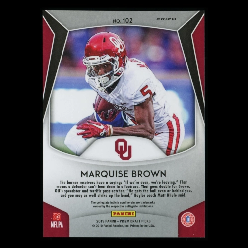 Marquise Brown RC 2019 Prizm Draft Picks Silver Rookie  Sooners | Ravens