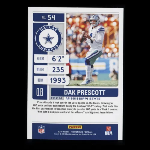 Dak Prescott 2019 Contenders Season Ticket Cowboys