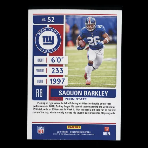 Saquon Barkley 2019 Contenders Season Ticket Giants
