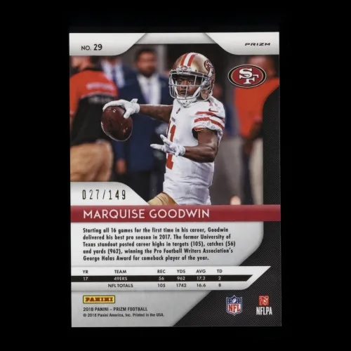 Marquise Goodwin 2018 Prizm Red Wave 49ers 27/149