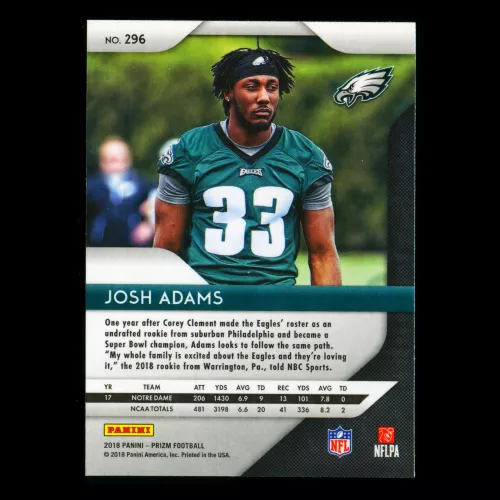 Josh Adams RC 2018 Prizm Rookie Eagles