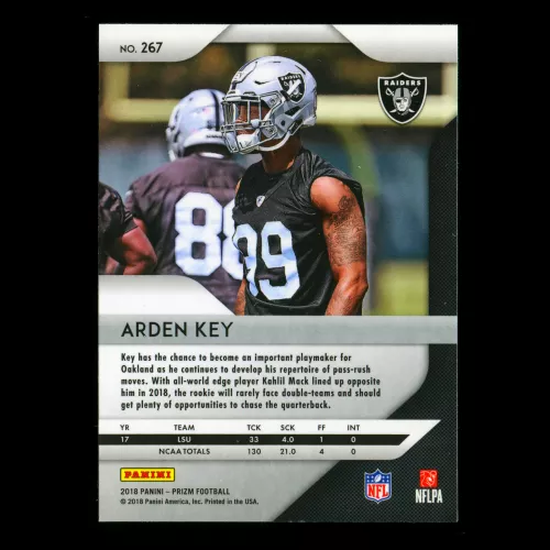 Arden Key RC 2018 Prizm Rookie Raiders