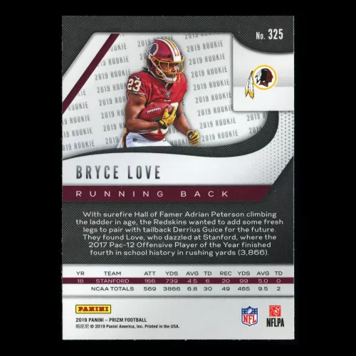 Bryce Love RC 2019 Prizm Rookie Redskins