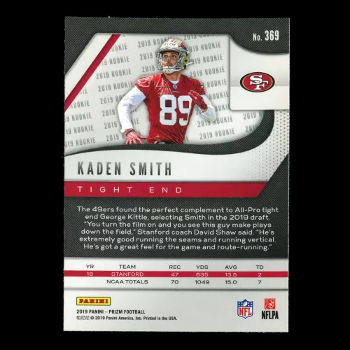 Kaden Smith RC 2019 Prizm Rookie 49ers