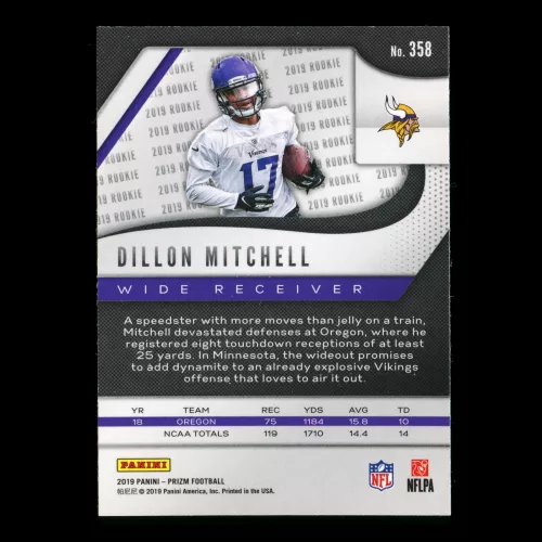 Dillon Mitchell RC 2019 Prizm Rookie Vikings