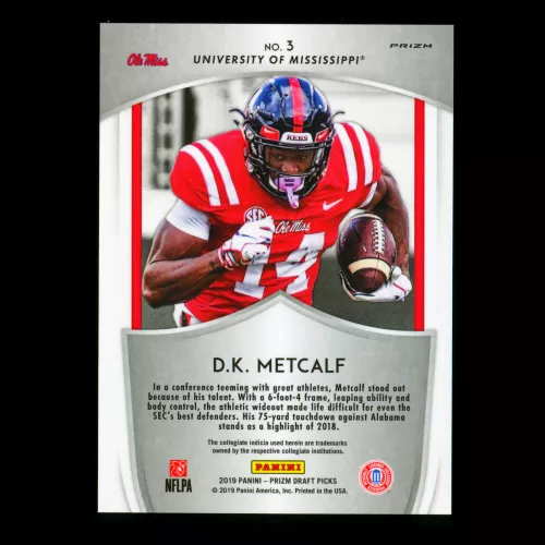 D.K. Metcalf 2019 Prizm Draft Picks Blue Crusade Rebels