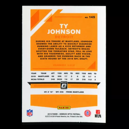 Ty Johnson RC 2019 Optic Rookie Lions