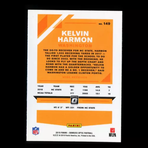 Kelvin Harmon RC 2019 Optic Rookie Redskins