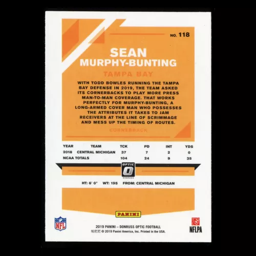 Sean Murphy-Bunting RC 2019 Optic Rookie Buccaneers