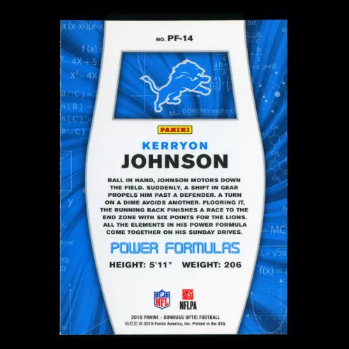 Kerryon Johnson 2019 Optic Power Formulas Lions