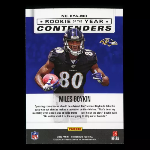 Miles Boykin 2019 Contenders Rookie of the Year Ravens