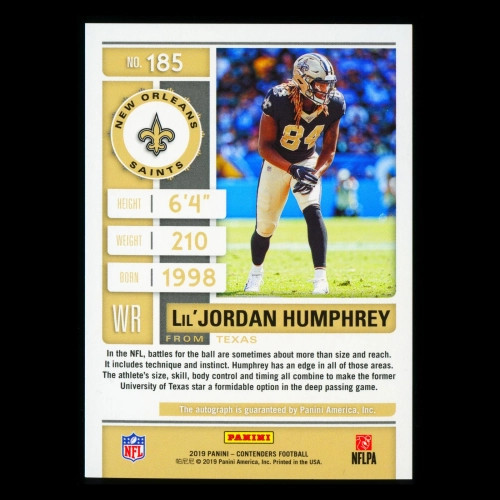 Lil'Jordan Humphrey RC 2019 Contender Rookie Ticket Auto Saints