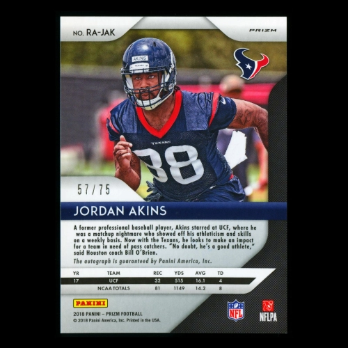 Jordan Akins 2018 Prizm Green Crystals Rookie Auto Texans 57/75