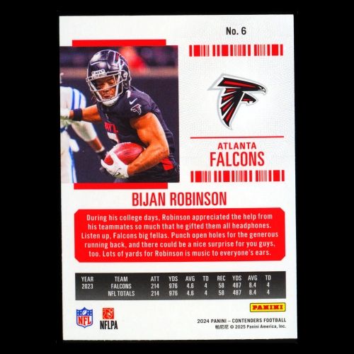 Bijan Robinson 2024 Panini Contenders Red Falcons