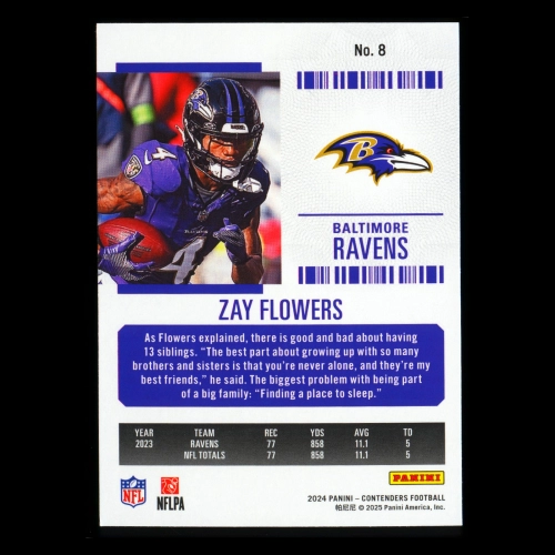 Zay Flowers 2024 Panini Contenders Ravens