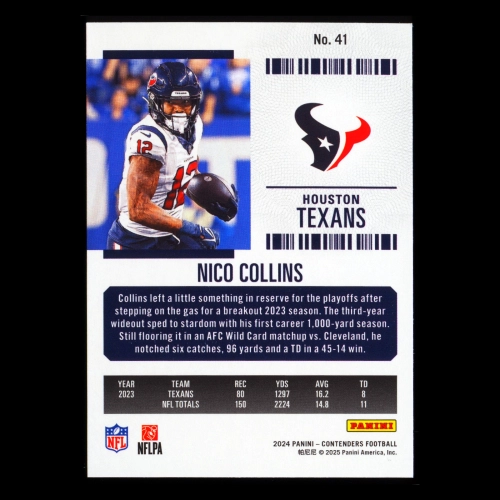 Nico Collins 2024 Panini Contenders Texans