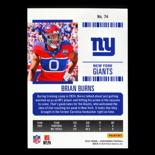 Brian Burns 2024 Panini Contenders Giants