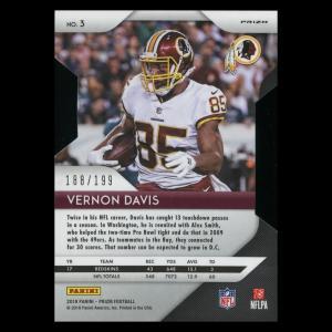 Vernon Davis 2018 Prizm Light Blue Die Cut Redskins 188/199