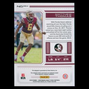 Matthew Thomas RC 2018 Contenders Draft Picks Rookie Auto Seminoles/Roughriders