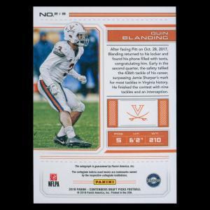 Quin Blanding RC 2018 Contenders Draft Picks Rookie Auto Cavaliers/Panthers