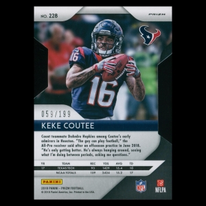 Keke Coutee RC 2018 Prizm Die-Cut Light Blue Rookie Texans 059/199