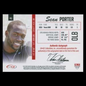 Sean Porter RC 2013 HIT Rookie Red Auto Aggies