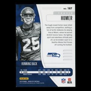 Travis Homer RC 2019 Absolute Rookie Seahawks