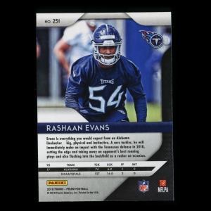 Rashaan Evans RC 2018 Prizm Rookie Titans