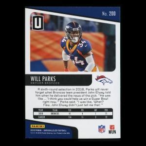 Will Parks RC 2019 Unparalleled Rookie Broncos