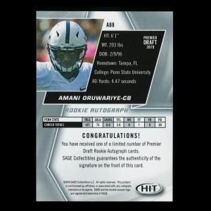 Amani Oruwariye RC 2019 HIT Rookie Red Auto Nittany Lions