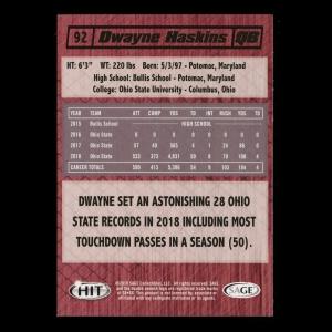 Dwayne Haskins 2019 HIT Premier Draft Rookie Blue Buckeyes/Redskins