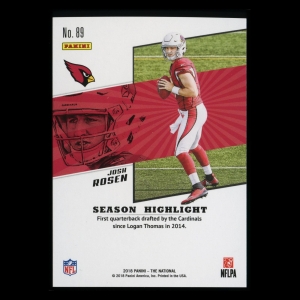 Josh Rosen RC 2018 The National Rookies Cardinals 069/399