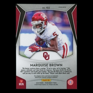 Marquise Brown RC 2019 Prizm Draft Picks Silver Rookie  Sooners | Ravens