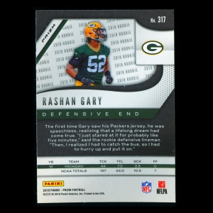 Rashan Gary RC 2019 Prizm Silver Rookie Packers