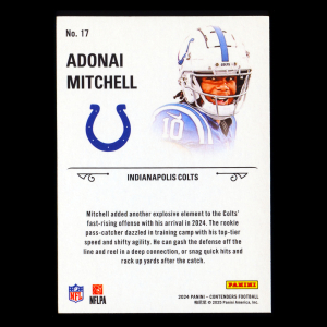 Adonai Mitchell 2024 Panini Contenders Rookie Stallions Colts