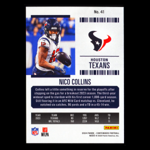 Nico Collins 2024 Panini Contenders Texans