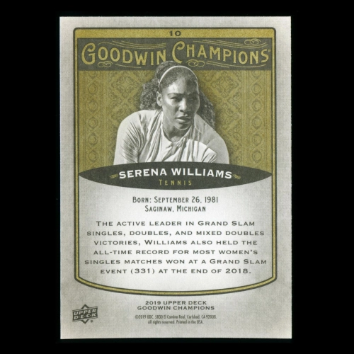 Serena Williams 2019 Upper Deck Goodwin Champions #10