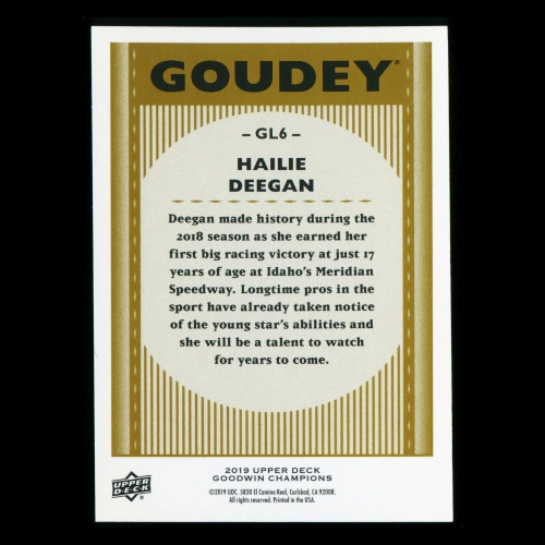 Hailie DeeGan 2019 Upper Deck Goodwin Champions Goudey #GL6