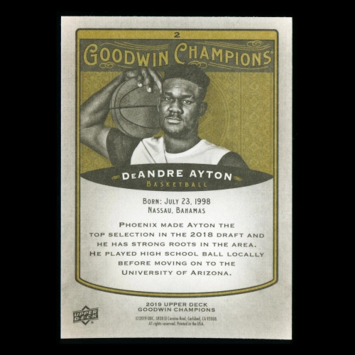 DeAndre Ayton 2019 Upper Deck Goodwin Champions Suns #2