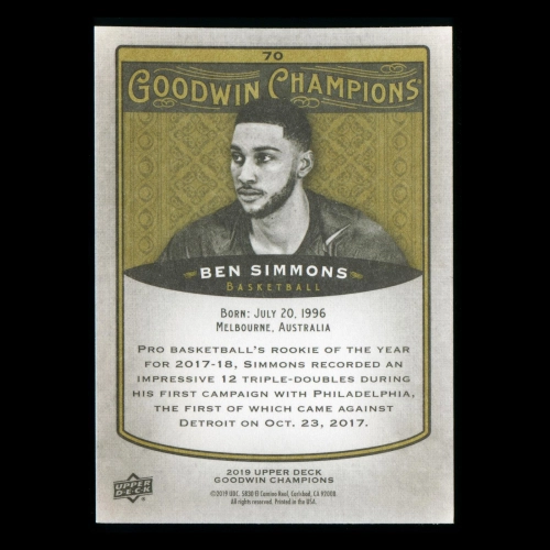 Ben Simmons 2019 Upper Deck Goodwin Champions 76ers #70