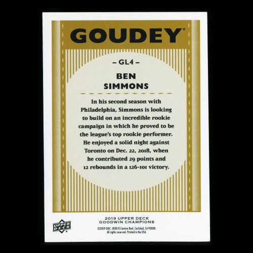 Ben Simmons 2019 Upper Deck Goodwin Champions Goudey 3D 76ers